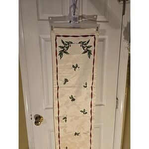 Lenox Holiday Nouveau Christmas Table Runner Holly Leaves Berries & Ribbon EUC